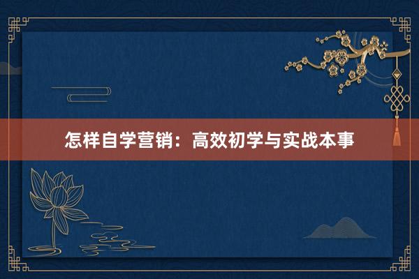 怎样自学营销:高效初学与实战本事